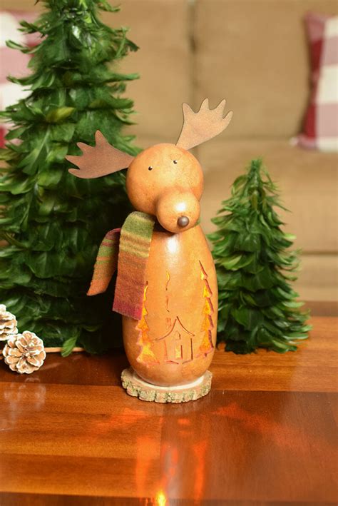 Miles Small Tall Lit Moose outdoors animals Wildlife Winter Gourd Decor – Meadowbrooke Gourds