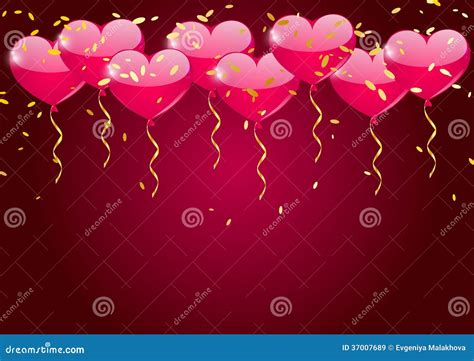 Heart balloons background stock vector. Illustration of border - 37007689