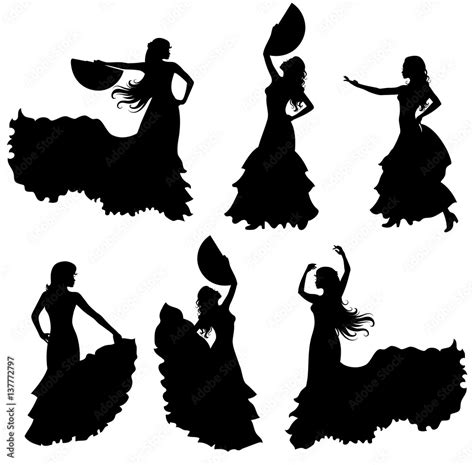 Flamenco dancer silhouette set. Stock Vector | Adobe Stock