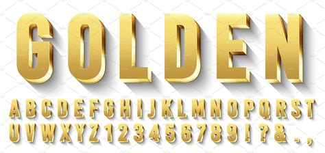 Golden 3D font. Metallic gold letter by Tartila on @creativemarket in 2020 | 3d font, Gold ...