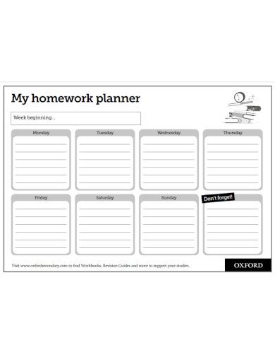 FREE 8+ Homework Planner Samples in PDF