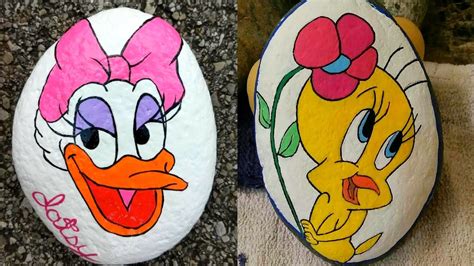 Funky Cartoon Characters painting on rock and stone for kids - YouTube