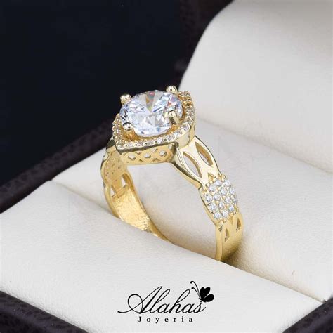 Anillo de compromiso Oro 14k con zirconias | Joyería Alahas