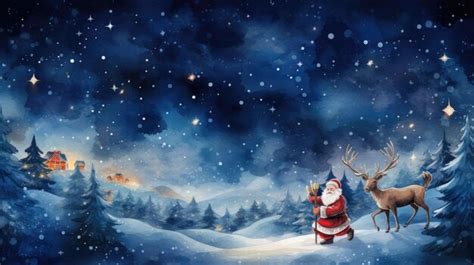 Premium AI Image | a whimsical scene with Santa Claus and his reindeer ...