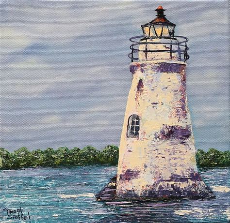 Cockspur Lighthouse Painting Original Oil on Canvas by Tina A Stoffel