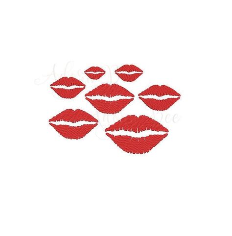 Kiss Mark Embroidery Design - 7 Sizes - Lips Lipstick Print - dst exp ...