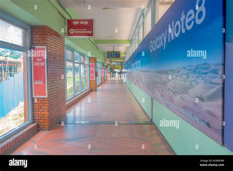 Kathmandu, Nepal, November 15, 2017: Informative sign in a hall, inside ...