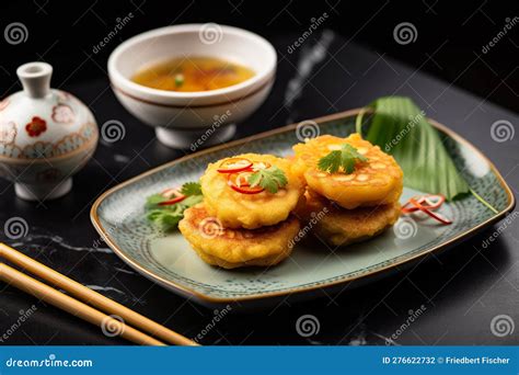 Banh Khot Vietnnamese Mini Pannenkoeken Met Toppings En Zoete En Zure ...