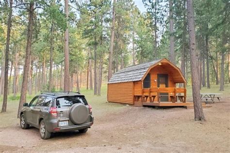 Inside Blue Bell campground camping cabins in Custer State Park ⛰ South Dakota travel blog ...