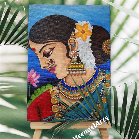 Marathi Lady Acrylic Painting Traditional Indian Art on Small - Etsy