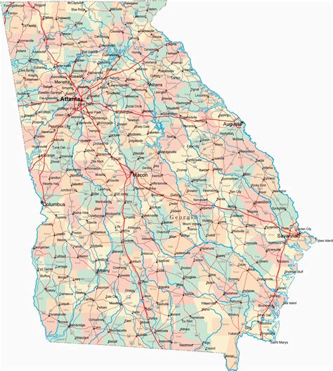 Colonial Georgia Map Georgia Road Map Ga Road Map Georgia Highway Map ...