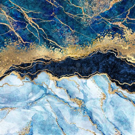 Marble Paint in Blue and Gold Stock Image - Image of marbelize ...