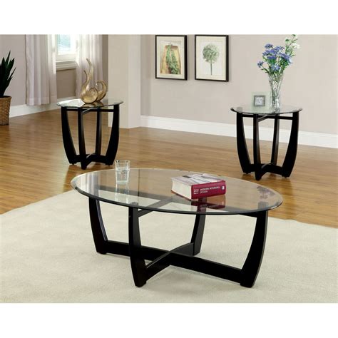 Furniture of America Tesha Contemporary 3-Piece Coffee Table Set, Black - Walmart.com - Walmart.com