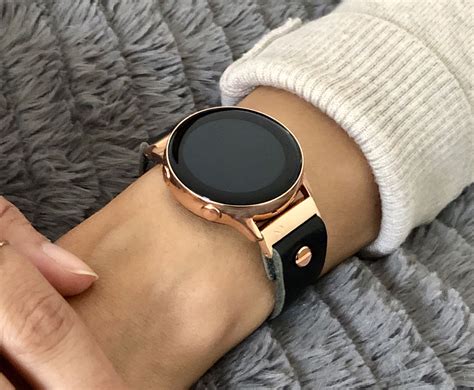 Black Leather Rose Gold Samsung Galaxy Active Band Rose Gold - Etsy | Apple watch bands leather ...