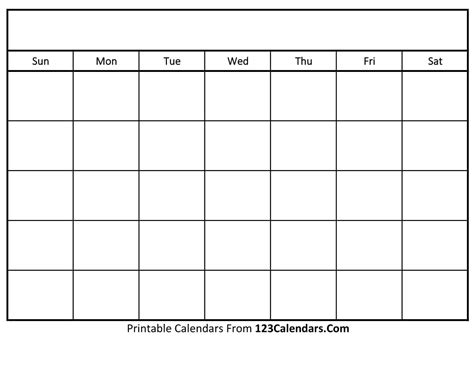 Free Printable Blank Calendar | 123Calendars.com