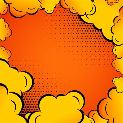 Free Vector | Comic clouds on orange background