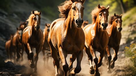 Premium AI Image | A group Horses running in the wild