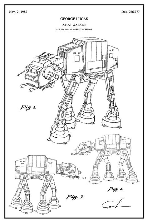 Patent Drawing for the At-At Walker All Terrain Armored Transport from Star Wars - PART 1 of 3 ...