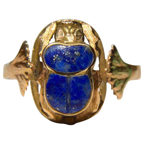 Antique Lapis Lazuli 18 Karat Gold Art Deco Egyptian Revival Scarab ...