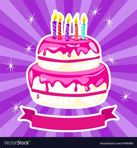 Birthday cake in pink Royalty Free Vector Image