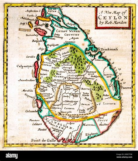 17th century Map of Ceylon (Sri Lanka Stock Photo - Alamy