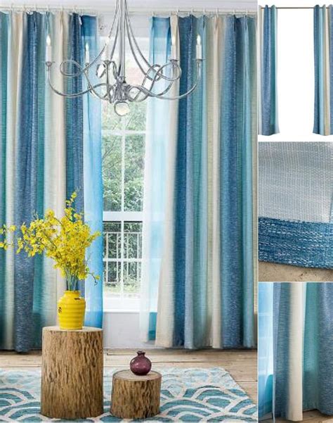 Blue And White Stripe Mediterranean Coastal Curtains Sheer | Beach style curtains, Coastal ...