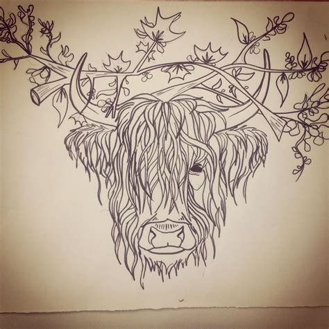 Highland cow tattoo, Highland cow art, Cow art