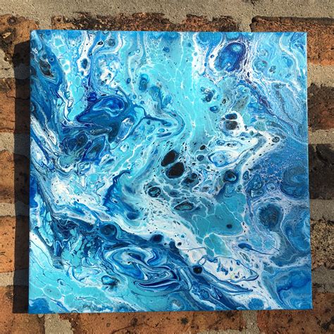 Acrylic pouring with cells blue acrylic art dirty pour | Etsy