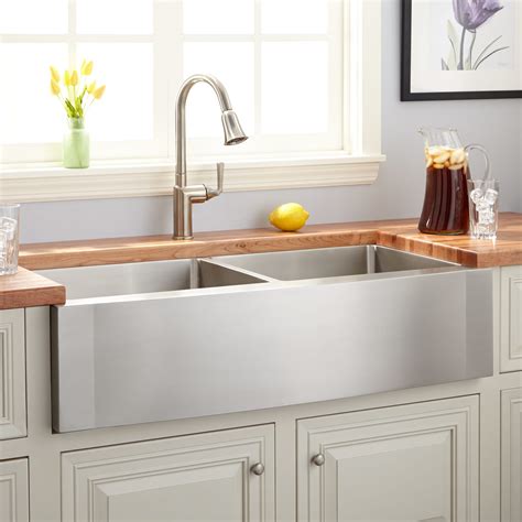 36" Optimum Stainless Steel Farmhouse Sink - Wave Apron - Kitchen