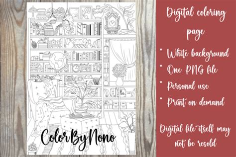 Detailed Reading Room Coloring Page Graphic by ColorByNono · Creative ...