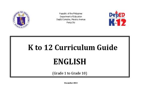 (PDF) K to 12 Curriculum Guide ENGLISH | jenylyn morphez - Academia.edu