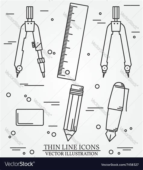 Drawing tools thin line icon set for web and mobil