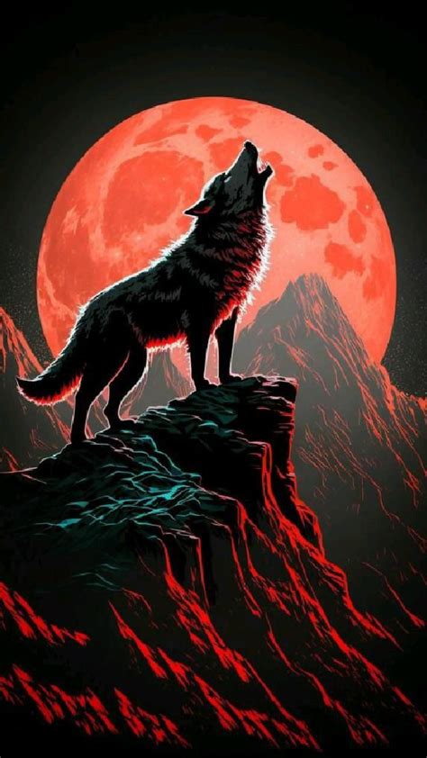 Angry wolf painting | Wolf howling at moon, Animal portraits art ...