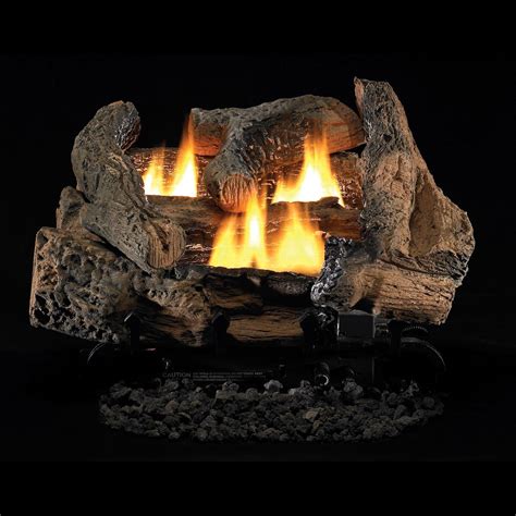 Superior Fireplaces 18-Inch Golden Oak Gas Log Set With Vent-Free Natural Gas Dual Flame Burner ...