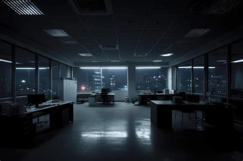 Premium AI Image | Dark Empty modern office space at night