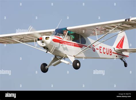 Piper PA-18 Super Cub G-ECUB close-up of aircraft on short finals to land at Sandtoft Airfield ...