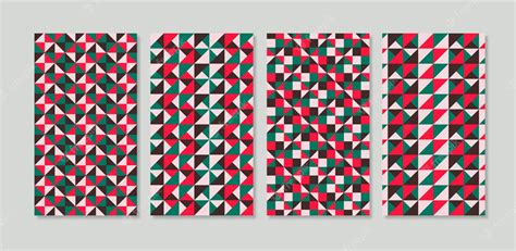 Premium Vector | Red triangle geometric seamless pattern set