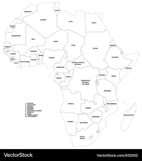 Outline map countries africa Royalty Free Vector Image