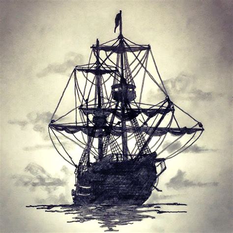 Black Ship Tattoo Design