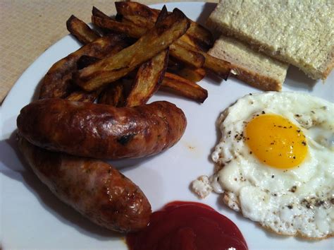 Food and Biscuits: Friday - Home alone! Again!! Sausage, Egg & Chips.....