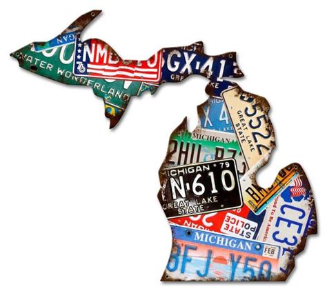 Michigan License Plate Map, Metal Art Sign, American Made, Vintage ...