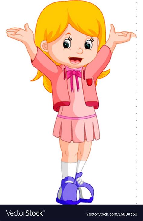 Happy little girl cartoon Royalty Free Vector Image | Little girl cartoon, Girl cartoon, Cartoon