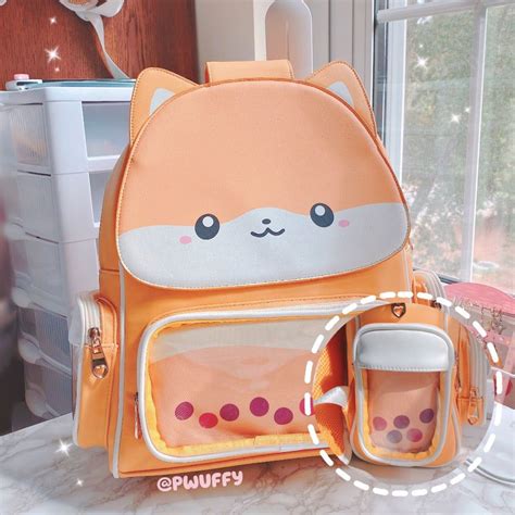 PREORDER Peach Shiba Boba Ita Backpack | Cute school stationary, Kawaii bags, Backpacks