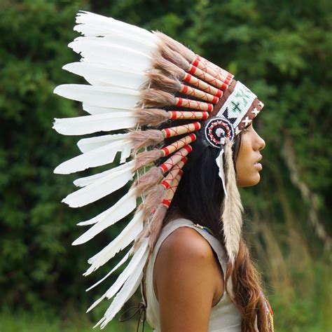 White Indian Chief Headdress - 65cm – Indian Headdress - Novum Crafts