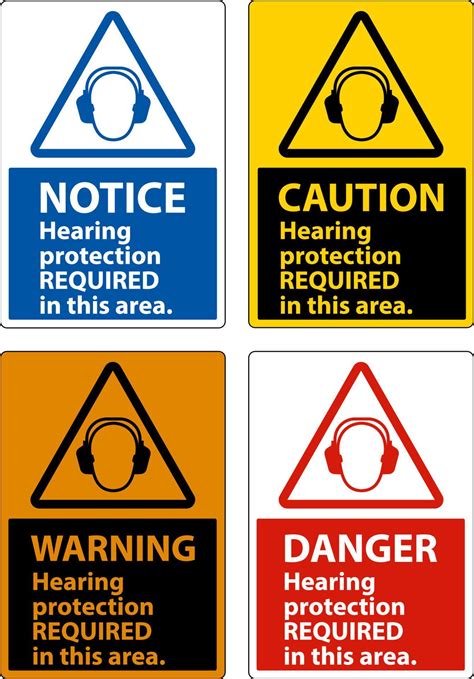 Hearing Protection Required Sign On White Background 11204479 Vector ...