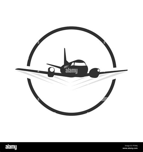 Circle travel plane logo template in blacn and white Stock Vector Image & Art - Alamy