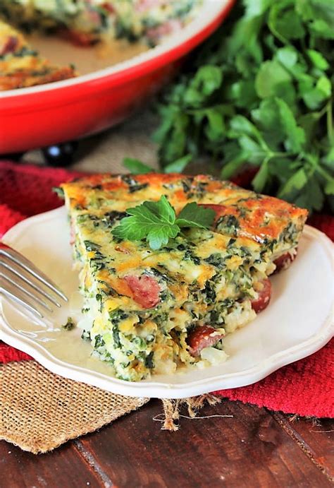 Crustless Smoked Sausage & Spinach Quiche | The Kitchen is My Playground