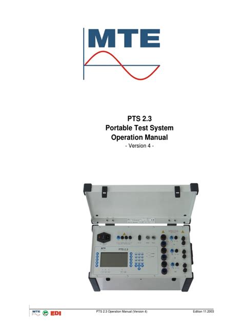 PTS 2.3 Portable Test System Operation Manual: - Version 4 | PDF | Transformer | Electrical ...