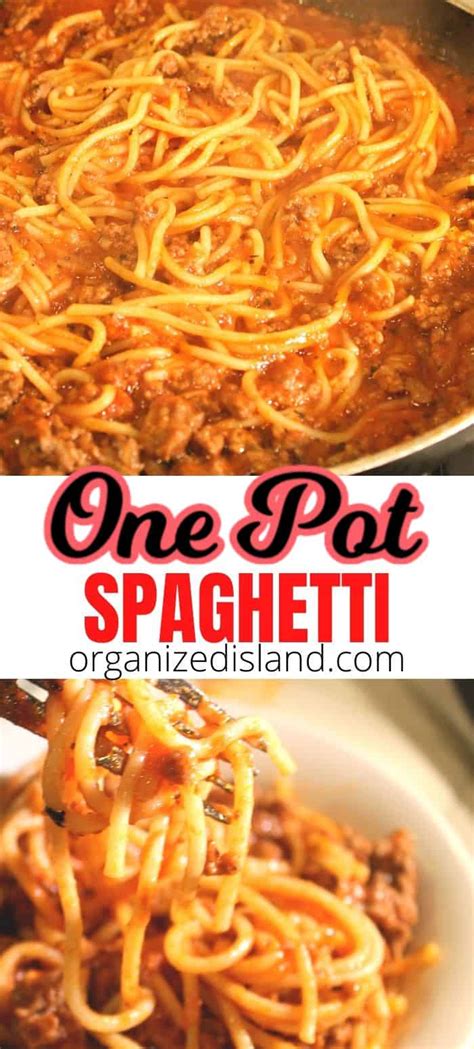 One Pot Skillet Spaghetti Recipe - Organized Island