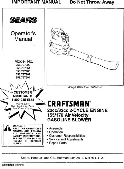 Craftsman 358797923 User Manual LEAF BLOWER Manuals And Guides L0805054